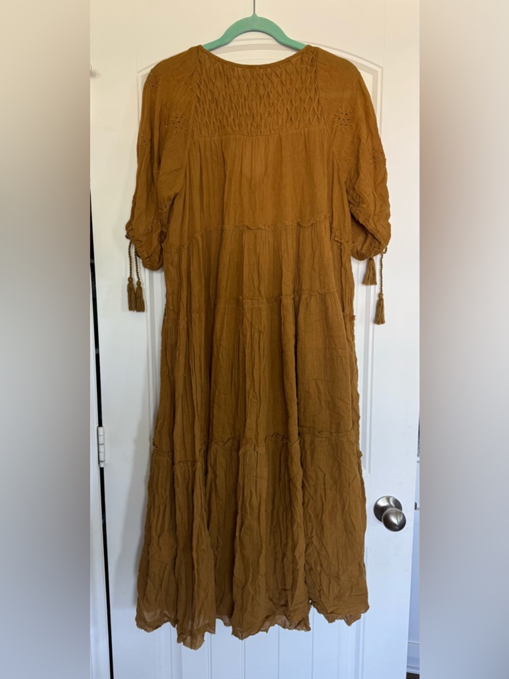 Free People Celestial Skies Tuscan Fields Midi Dress Cotton Bohemian Tiered M - Picture 4 of 9